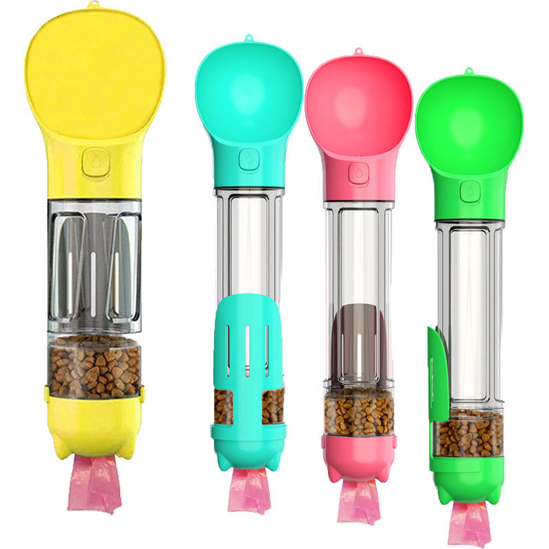 500ml Portable Pet Water Bottle Bowl 2 in 1 with Food Box Poop Bag and Scooper