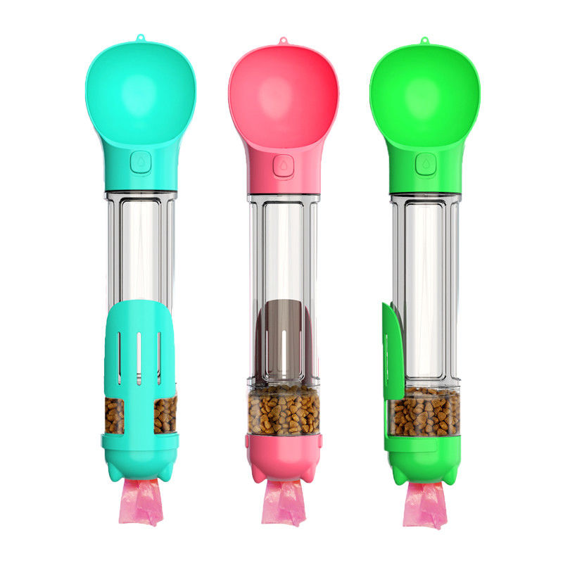 500ml Portable Pet Water Bottle Bowl 2 in 1 with Food Box Poop Bag and Scooper