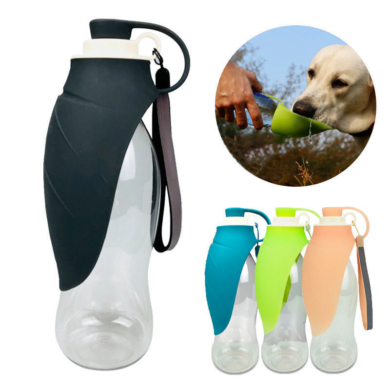 580ml Leaf Foldable Silicone Dog Water Bottle Dog Drinking Bottles For Travelling Hiking