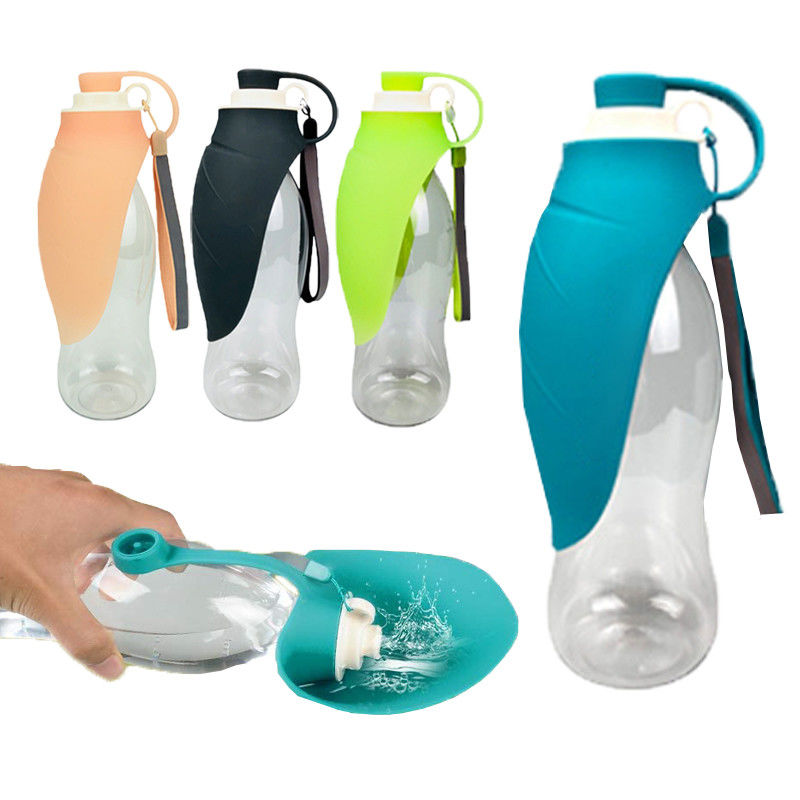 BSCI 20oz Foldable Water Bottle For Dogs With Silicone Bowl Flips