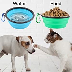 TPE Outdoor Dog Collapsible Bowl Green And Blue For Traveling And Hiking