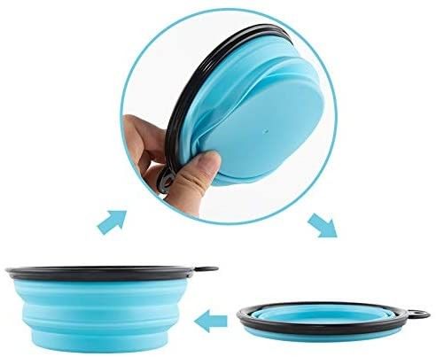 TPE Outdoor Dog Collapsible Bowl Green And Blue For Traveling And Hiking