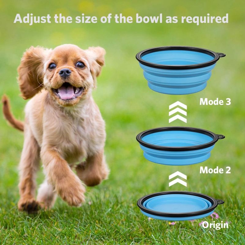 Foldable Dog Water Bowl Collapsible Expandable With Carabiner BPA Free Portable Dog Food Bowl