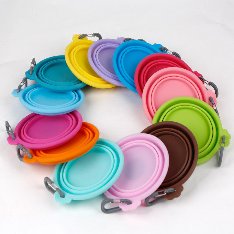 Non Slip Collapsible Travel Silicone Dog Food Bowl Colorful Puppy Food Bowl