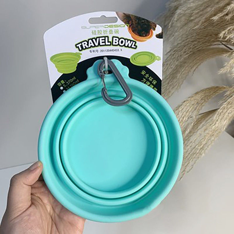 Outdoor Collapsible Puppy Food And Water Bowls Leak Proof With Carabiner Clip