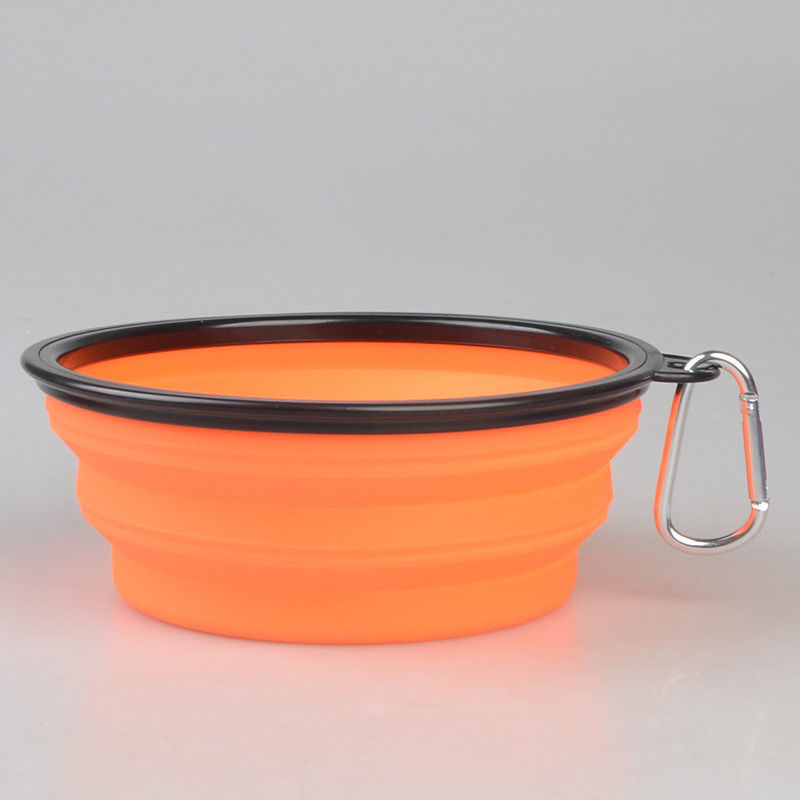 16oz Portable Foldable Dog Bowl Pet Food Dishes With Carabiner For Traveling Walking Pet Dog Bowl