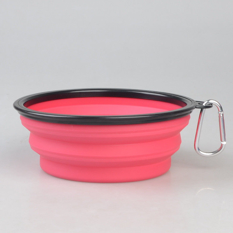 16oz Portable Foldable Dog Bowl Pet Food Dishes With Carabiner For Traveling Walking Pet Dog Bowl