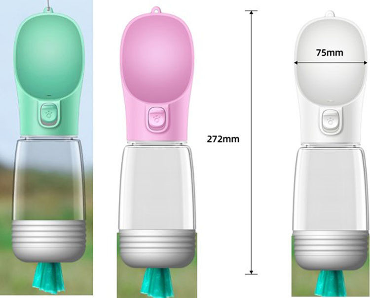 Outdoors Portable Pet Dogs Travel Water Bottle 350ml OEM With B Poop Bags Dispenser