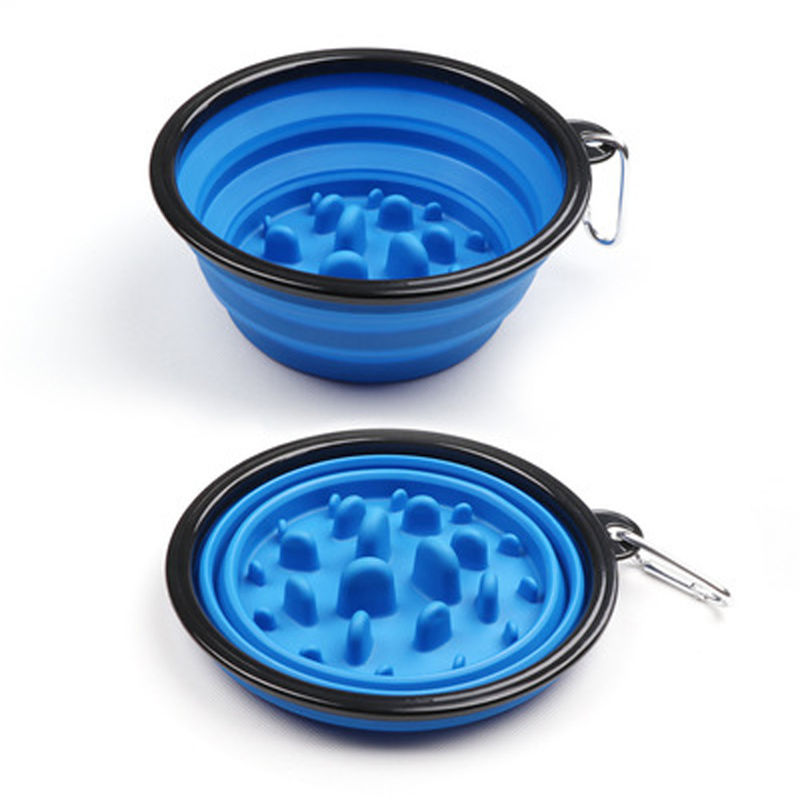 SEDEX custom Collapsible Dog Food Bowl Pet Slow Feeder With Carabiners 12oz