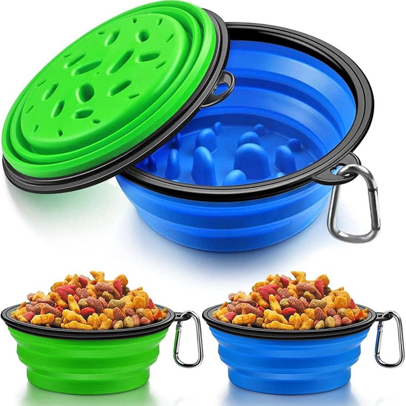 BPA Free Slow Feeding Collapsible Water Dish For Dogs Traveling 350ml