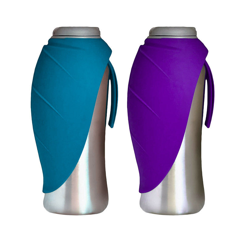 Silicone Leaf Shaped Bowl Portable Pet Water Bottle Stainless Steel Puppy Hot Water Bottle
