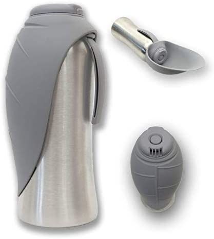 Stainless Travel Pets Dog Hot Water Bottle With Silicone Flip Up Bowl 42oz / 1200mL