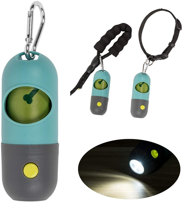 Pill Shape LED Flashlight Pet Poop Dog Waste Bag Holder Dispenser