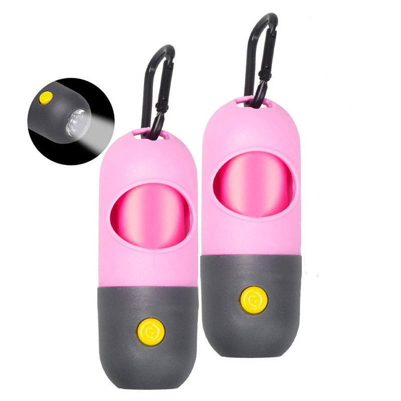 LED Flashlight Puppy Poop Bag Dispenser Holder PE With 15 Leak Proof Waste Bags