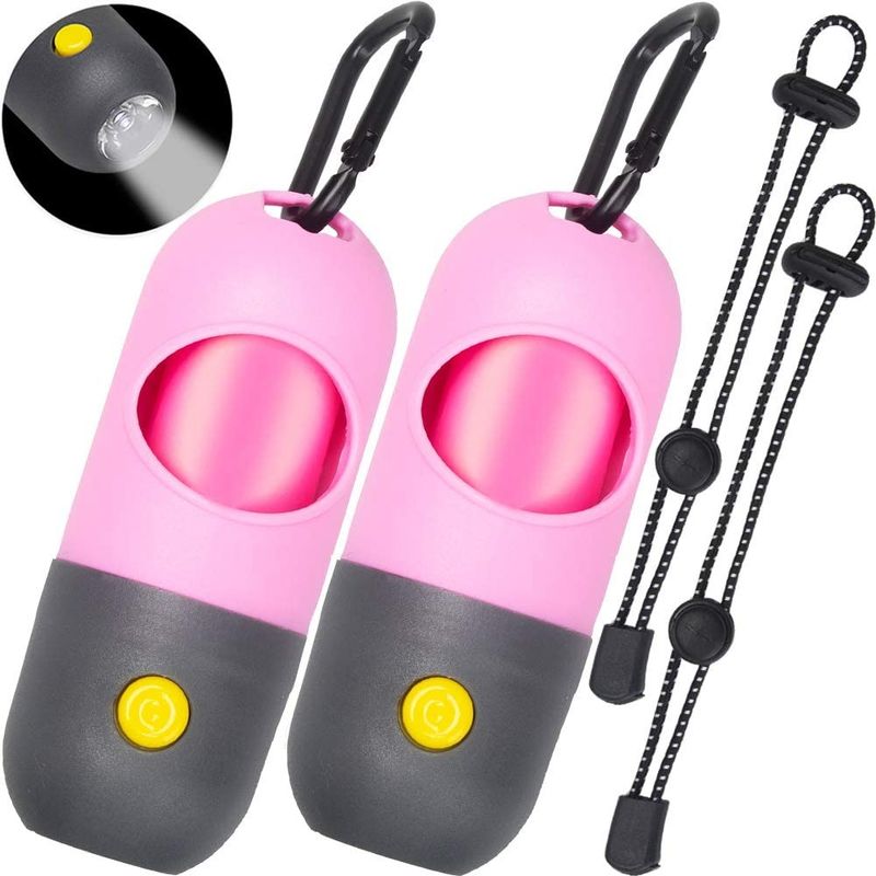 LED Flashlight Puppy Poop Bag Dispenser Holder PE With 15 Leak Proof Waste Bags