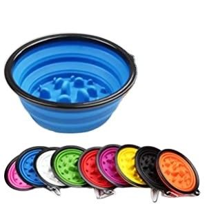 Silicone Collapsible Slow eating Dog Water Bowl Portable Foldable For Feeding Watering
