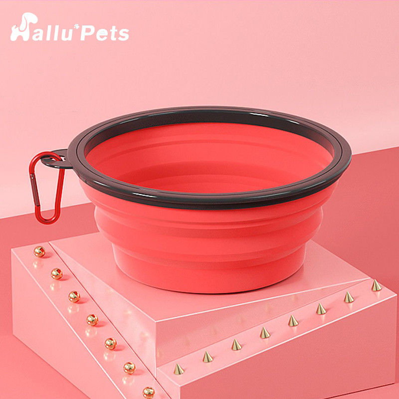 Collapsible Solid Travel Dog Feeding Supplies Foldable Pet Accessories Carabiner