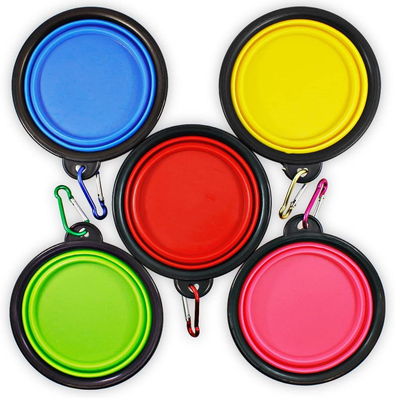 TPE ABS Carabiner Dog Water Bowl Dog Feeder Foldable For Pets