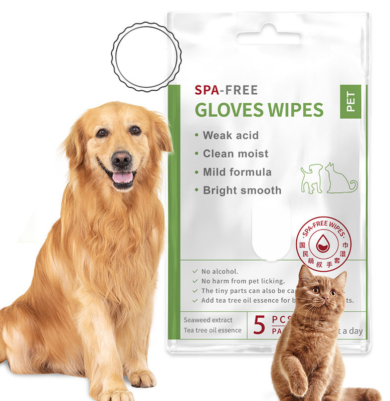 Dog Cat Custom Deodorizing SPA Grooming Washing Pet Gloves Wipes Alcohol Free
